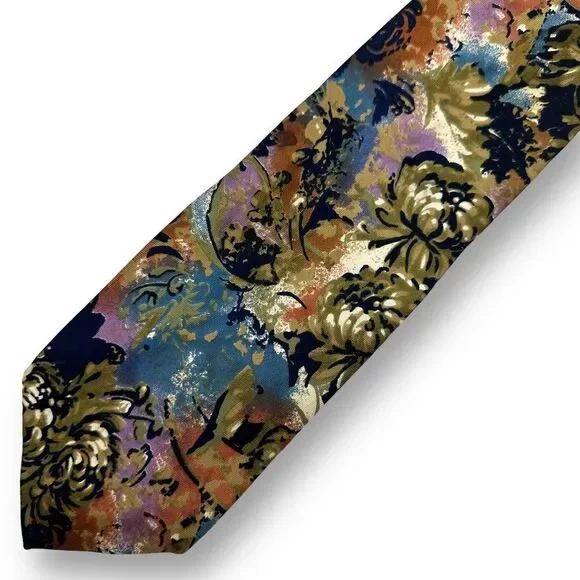 Harve Bernard multi color‎ floral print silk tie
