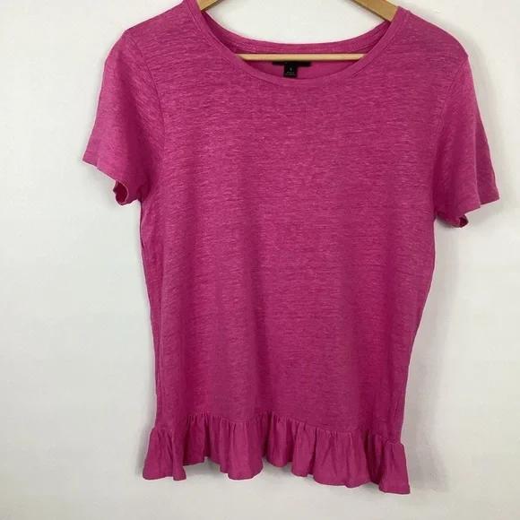 J. Crew Ruffle Back Linen Tee Size Small