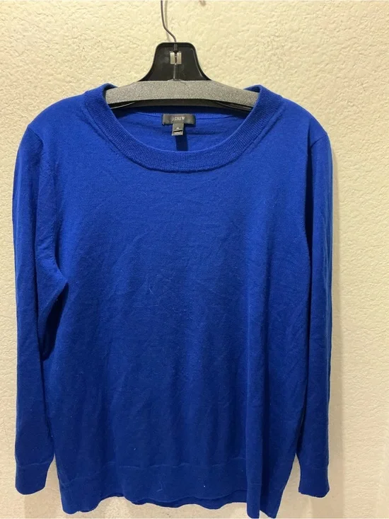 J. Crew Blue 100% merino wool Knit Crewneck Sweater size XL