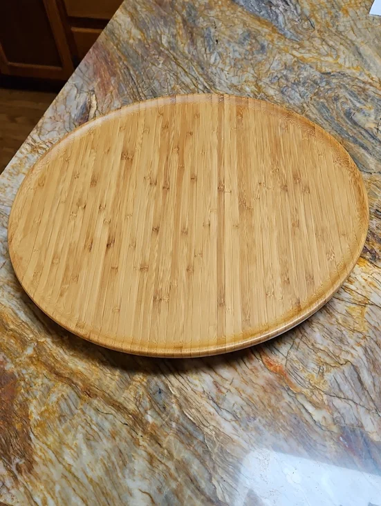 CRATE & BARREL Round Bamboo Lazy Susan, Natural Wood