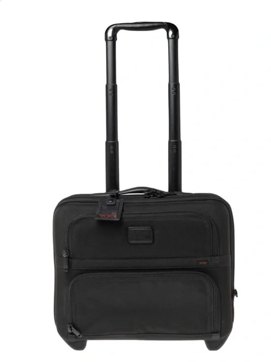 TUMI Black Nylon 2 Wheel Alpha Expandable Compact Carry On Luggage