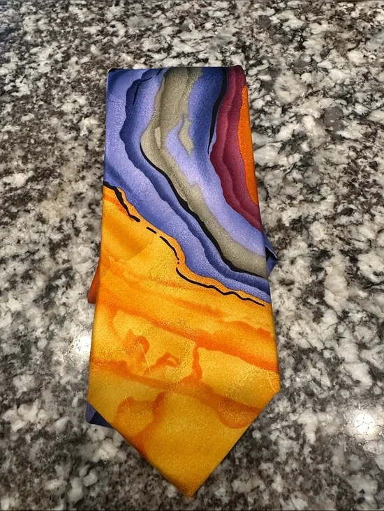 J. Garcia Liquid Torso Collection Fifty-Three Tie Yellow Blue Purple Green EUC
