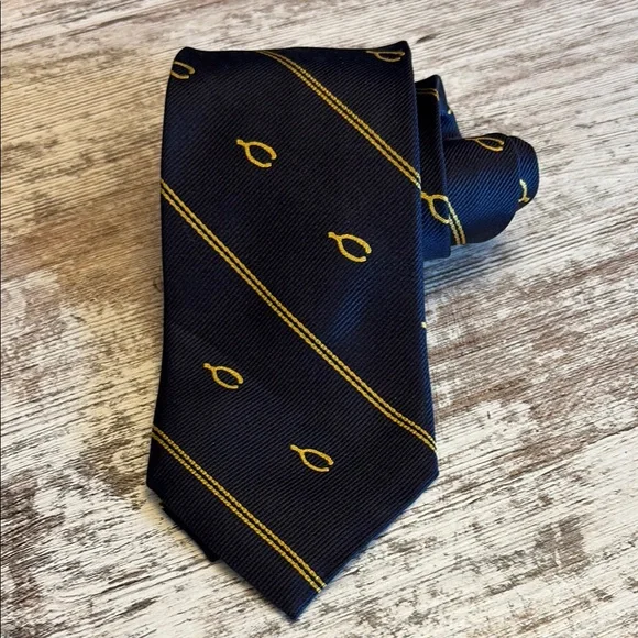 Michael Bruce 100% Silk Navy and Gold Men's Tie
