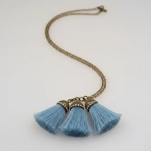 J. Crew Gold and Blue Bohemian Necklace