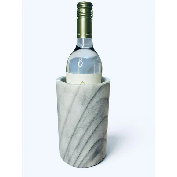 Crate & Barrel French Marble Wine Cooler Chiller Grey and White NEW Open Box