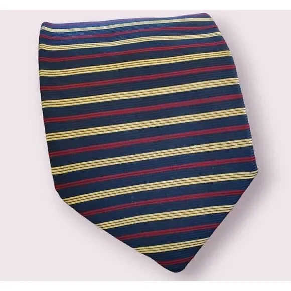 Brooks Brothers Makers Navy, Gold & Red Striped Necktie Tie Preppy | Ivy | EUC