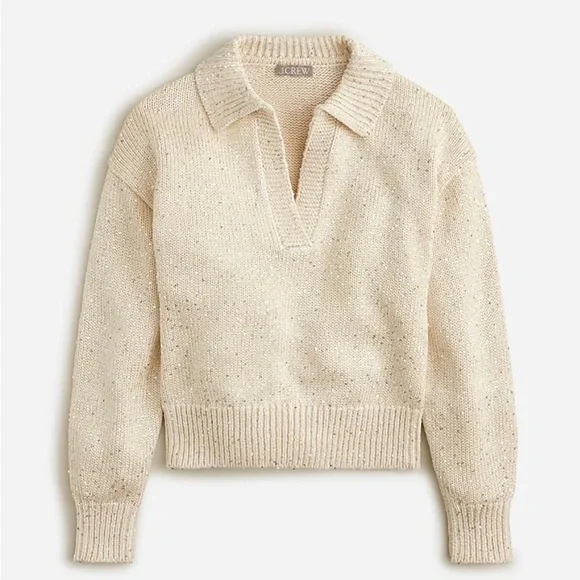 J. Crew Women's Sequin Polo Sweater