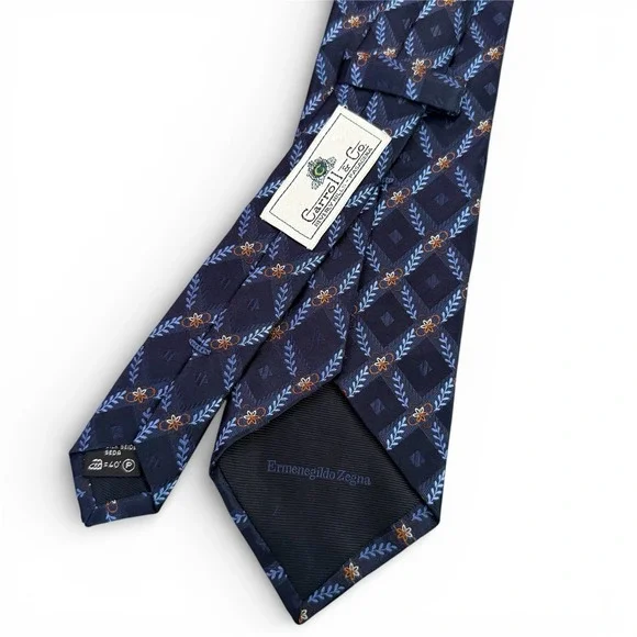 Ermenegildo‎ Zegna Men's 100% Silk Blue Pattern Tie
