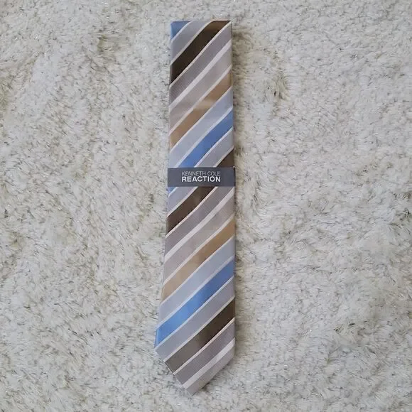 KENNETH COLE REACTION PRINCE STRIPE 100% SILK TIE - NEW!