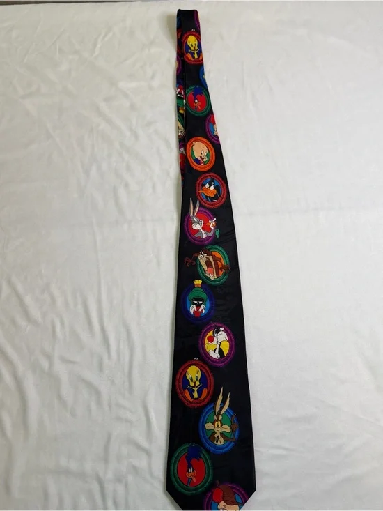 Vintage Looney Tunes Mania Character Necktie 1994 Warner Bros