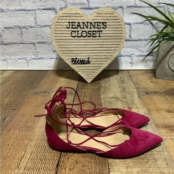 J. Crew Suede Lace-Up Pointed Toe Flats