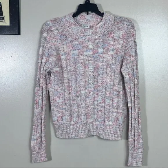 J. Crew Women's Pink and White Knit Sweater