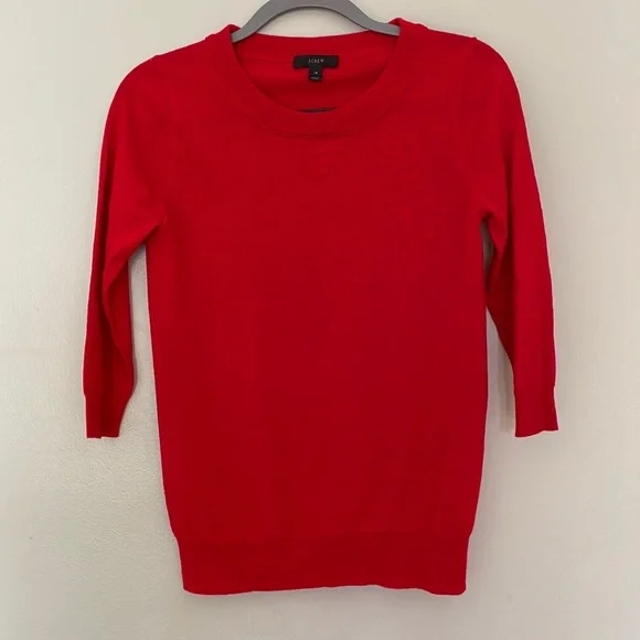 J. Crew Red Scoop Neck Sweater