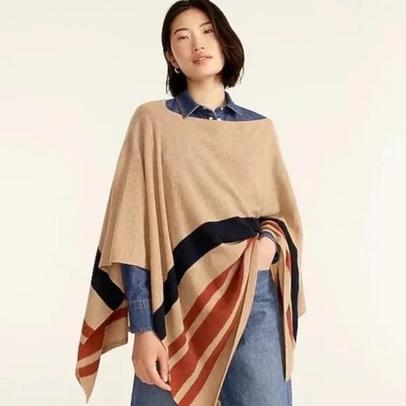 J. Crew Cashmere Blend popover poncho