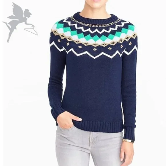 J. CREW Fair Isle Crew Neck Sweater