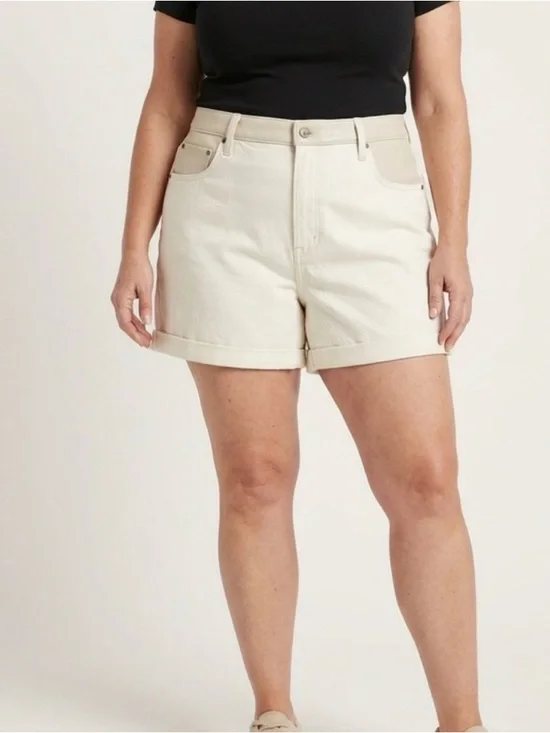 Abercrombie&Fitch Womens 35/20 HighRise Dad Short Faux Leather Waist Curve Love