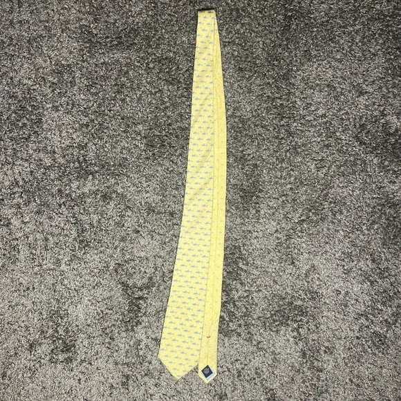 Tommy Hilfiger Yellow Tie With‎ Sharks 100% Silk