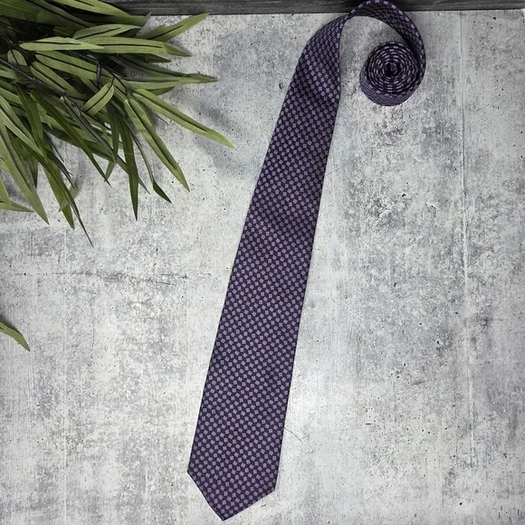 Brooks Brothers | Navy Blue & Purple Square Box Print Silk Tie