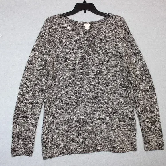 J. Crew Heathered Black Crew Neck Sweater Womens Size‎ XL