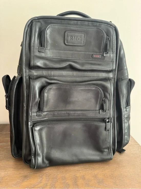 TUMI Black Leather Backpack