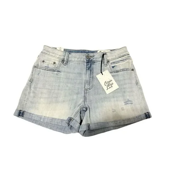 Cosmic Blue Love Distressed Cuffed Jean Short in Riptide Size 27