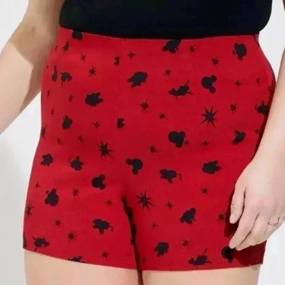 Torrid Disney Mickey Mouse & Friends Americana Pull On Shorts Red