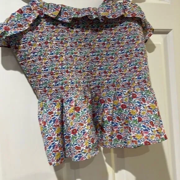 J. Crew Ruffle Smocked liberty print tank
