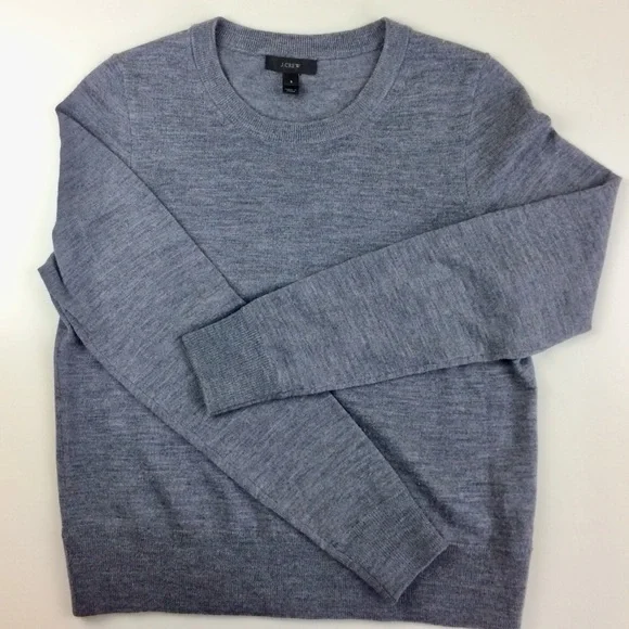 J. Crew Gray Crew Neck Wool Sweater