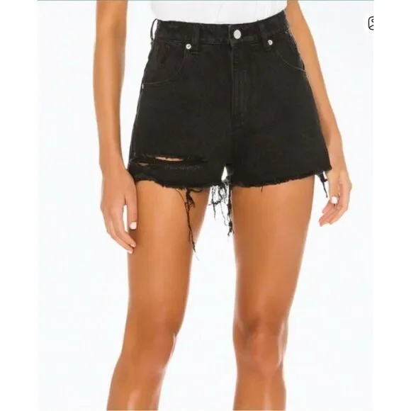 Rolla’s duster high rise denim black shorts distressed 27
