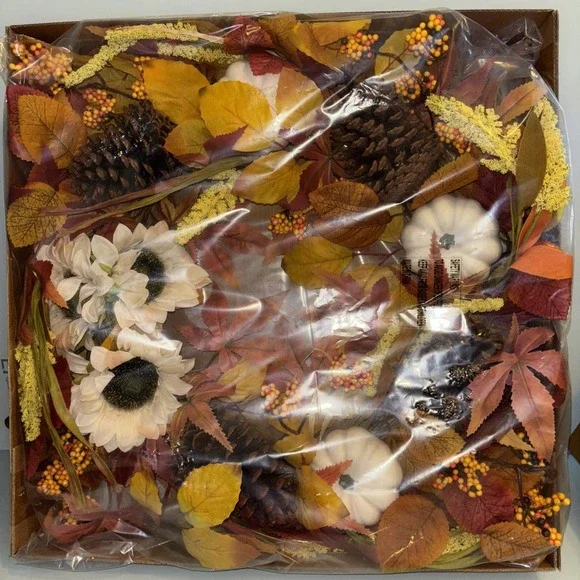 24 Inch Fall Wreath Front Door Outside Wreath With Pumpkins Pine Cones Flowers