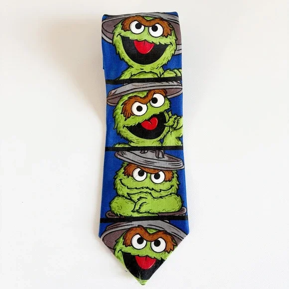 Sesame Street Mens Oscar the Grouch Novelty Teacher Retro Character Necktie Tie