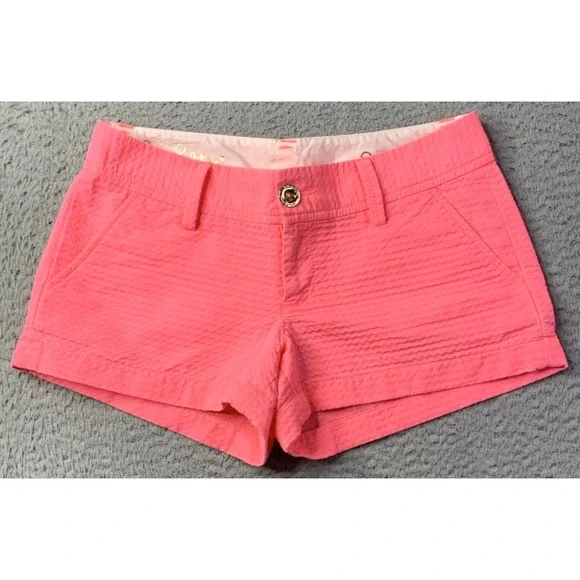 Lilly Pulitzer Shorts Womens Size 0 The Walsh Short Pink Low Rise Resort Preppy