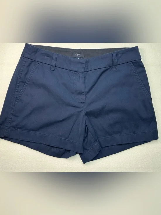 J. Crew Women’s Flat Front Essential Navy Cotton Chino Shorts | Size 4, 4” EUC
