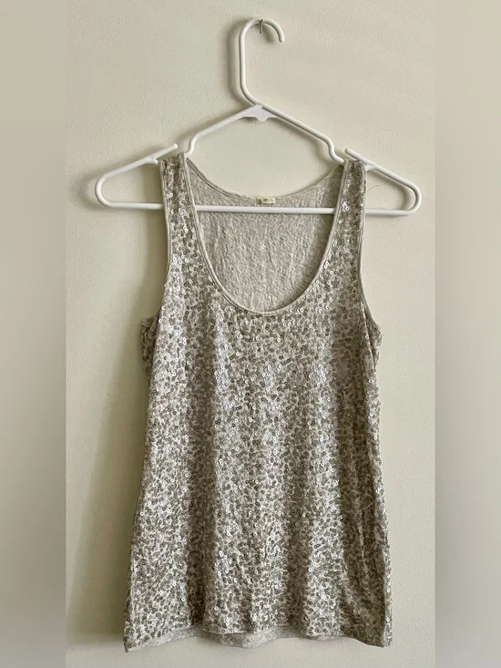 📐 J. Crew Silver Sequin Scoop Tank 📐