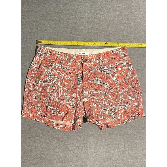 Old Navy Paisley Print Shorts Womens Size 2 Coral Boho Festival Summer Cute
