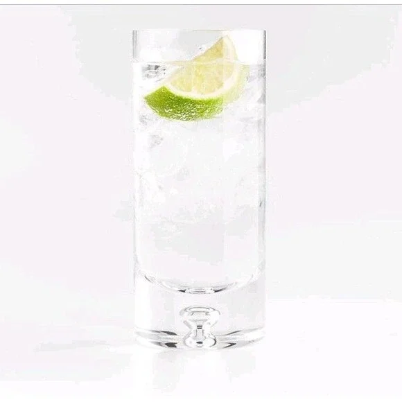 Crate & Barrel Set of 4 Direction Heavy Base Bubble Highball Glass 12 oz
