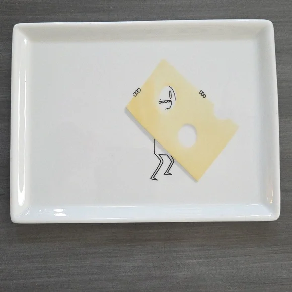 CRATE & BARREL CB2 OLIVER RECTANGLE APPETIZER PLATE SWISS CHEESE 2011 RETIRED