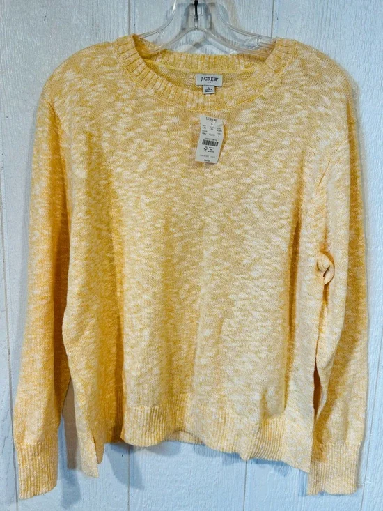 NEW J. Crew Women's Marled Yellow Crewneck Sweater