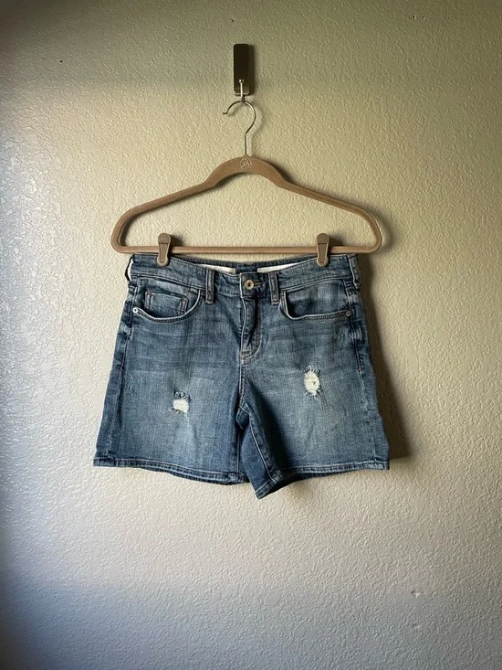 Pilcro and the Letterpress Womens 29 Slim Boyfriend Distressed Denim Jean Shorts