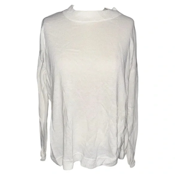 J. Crew White Linen-blend Curved-hem Sweater