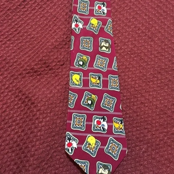 Vintage Warner Bros. Men's Tie Looney Toons Tweety Sylvester Marvin Taz