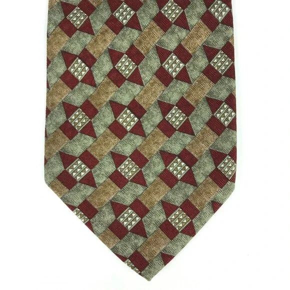 GUESS Men's Tie 100% Silk Handmade In Italy Multi-Color Geometric Necktie 57