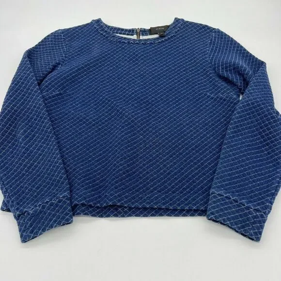 J.CREW Quilted Cropped Sweatshirt Blue XS