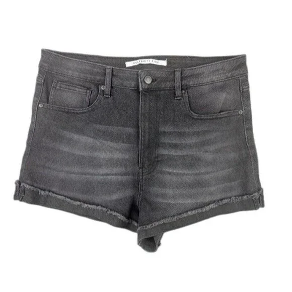 Celebrity Pink Size 17 33 Womens Shorts Black Cuff Hem Raw High Rise Stretch