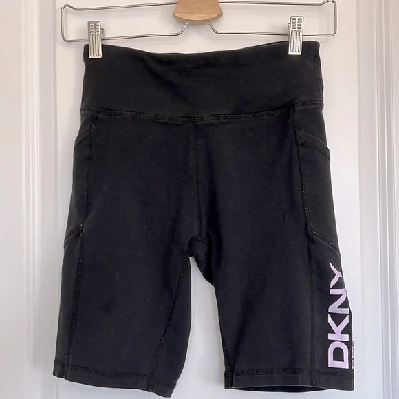 DKNY Sport Gracie‎ Logo High-Waist Bike Shorts W/Pockets Size S
