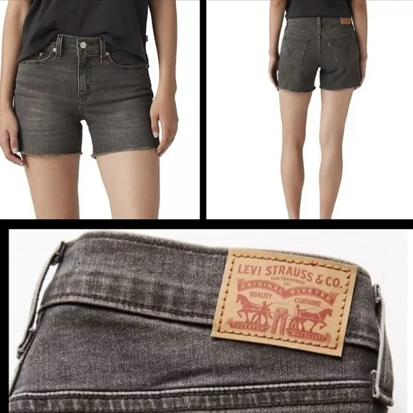 Levi's 299650149 Shorts Women's 33 Black Denim Stretch Mid‎ Length