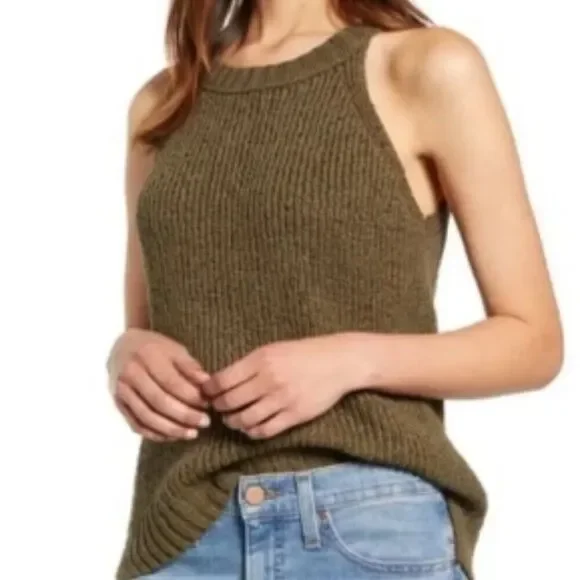 NWOT J. Crew Dark Green Knit tank in size XS