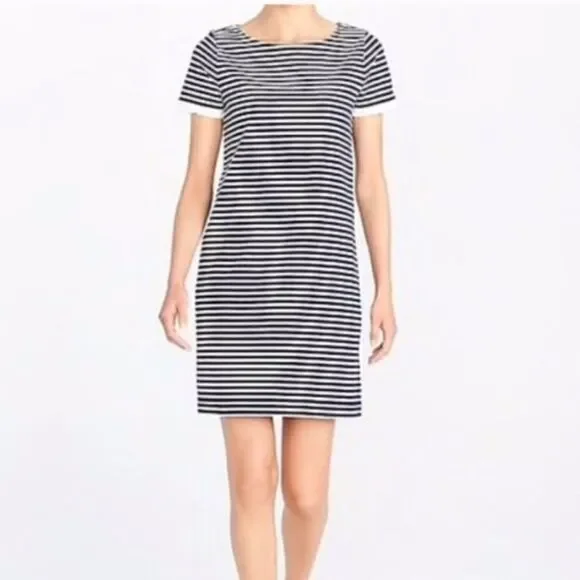 J. Crew Striped Poplin-Trimmed Dress