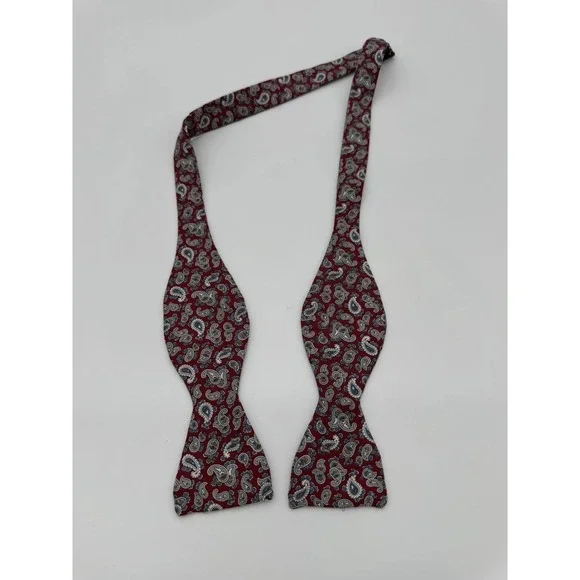 Men's Red Paisley Self Tie Bow Tie Adjustable Classic Formal Wedding Prom