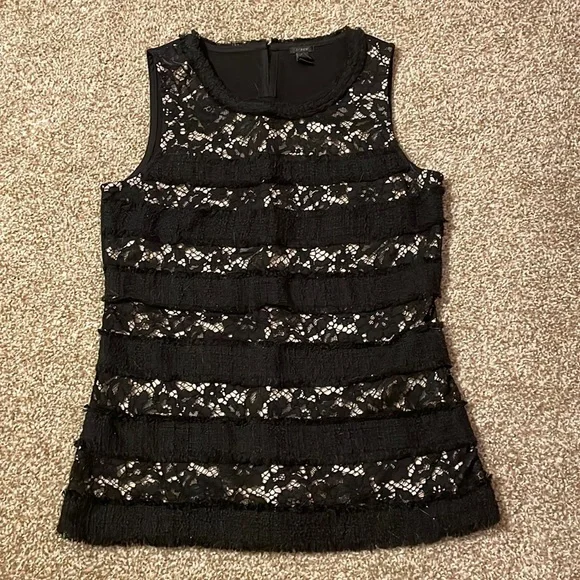 J.Crew Lace Striped Sleeveless Blouse